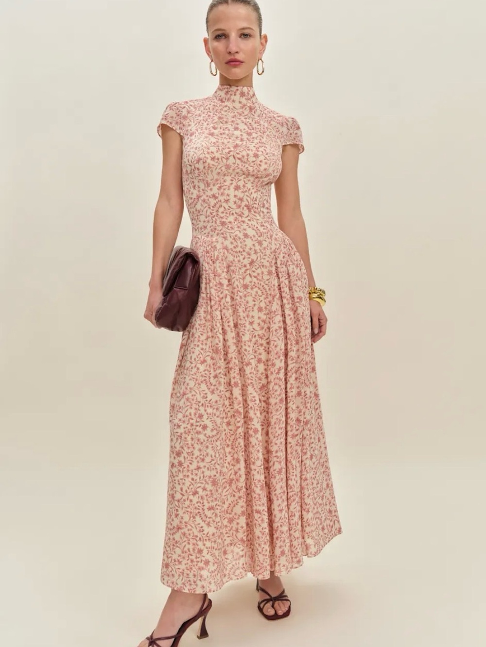Reformation Maven Floral Print Midi Dress - Pink